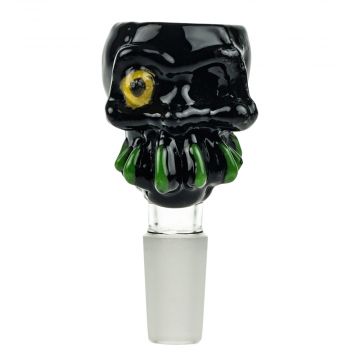 Glass-on-Glass Skull Bowl | 14.5 mm - Black 