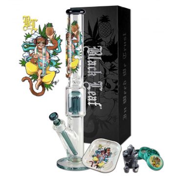 Black Leaf Hanuman Straight Ice Bong with 10-Arm Tree Perc | Box Set