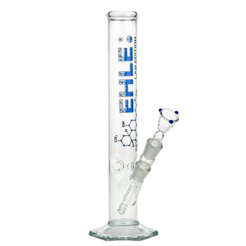 EHLE Glass Straight Cylinder Ice Bong| 250ml | 14.5mm | Blue - Side View 1