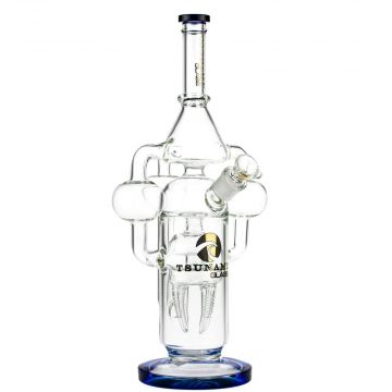 Tsunami Glass Jelly Tooth Triple Tube Recycler Bong | Blue