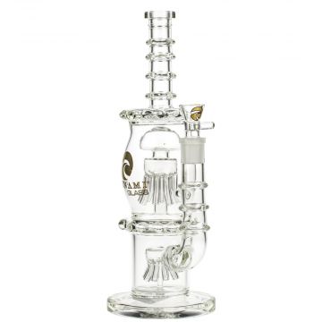 Tsunami Glass Jellyfish Bong with Double Sprinkler Perc | Clear - Side View 1