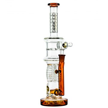 Tsunami Glass Showerhead Grenade Turbine Percolator Bong | Amber - Side View 1