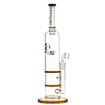 Tsunami Glass Straight Double Honeycomb Vapor Bong | Amber - Side View 1