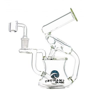 Tsunami Glass Donut Recycler Dab Rig  | Clear - Side View 