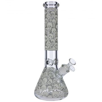 Glow in the Dark Beaker Ice Bong | Spooky Faces - Side View 1