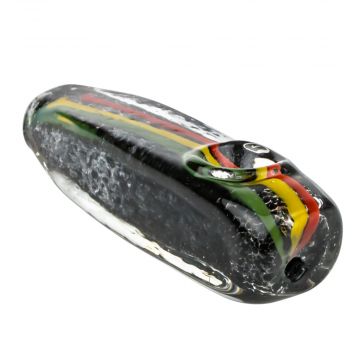 Glasscity Black Glass Steamroller Pipe with Rasta Stripe | 3 Inch