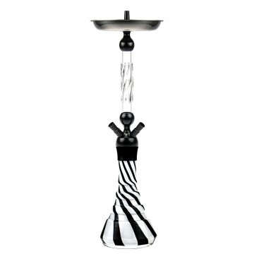 Kaya Shisha - Hookah Pipe – Black & White Zebra Glass Base - Assembled 