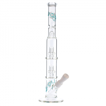 Liquid Sci Glass Micro Double Showerhead Perc Ice Vapor Bong | Teal - Side View 1