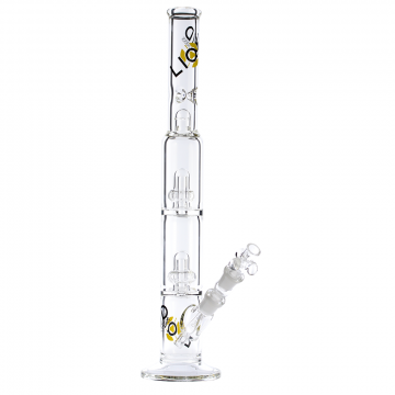 Liquid Sci Glass Micro Double Showerhead Perc Ice Bong | Yellow - Side View 1