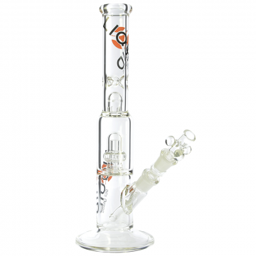 Liquid Sci Glass Micro Single Showerhead Perc Ice Bong | Black & Orange - Side View 1