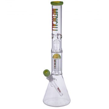 Medicali Glass - Slyme 8-Arm Tree Perc Beaker Bong - 14 Inch - Rasta Label