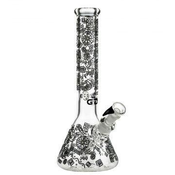 Grace Glass Tribal Glow in the Dark Beaker Ice Bong | Zapotec - Side View 1