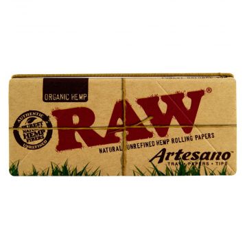 RAW Artesano Organic King Size Slim Hemp Rolling Papers with Tray and Tips