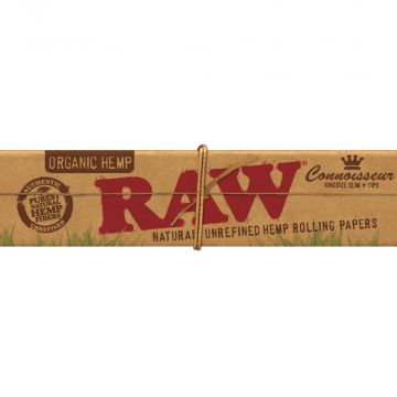 RAW Organic Connoisseur King Size Slim Rolling Papers with Filter Tips | Single Pack