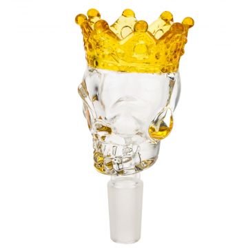 Glass Skull Bowl with Crown | Clear | 14.5mm