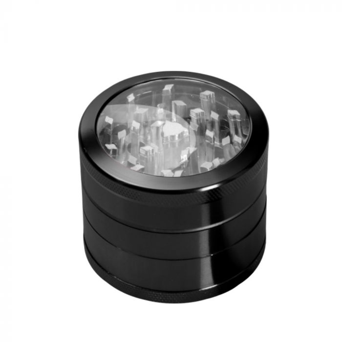 Aluminum 62mm Herb Grinder with Pollen Screen and Magnetic Window Lid main product photo