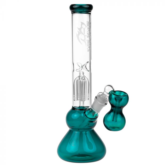Black Leaf 4-arm Perc Bong with Ash Catcher | Emerald Green main product photo