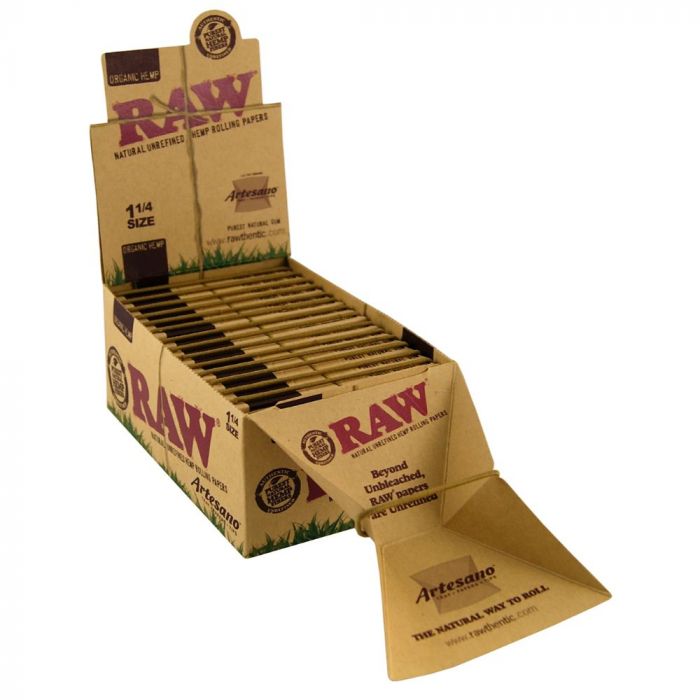 RAW Artesano Organic 1¼ Hemp Rolling Papers with Tray and Filter Tips | Box main product photo