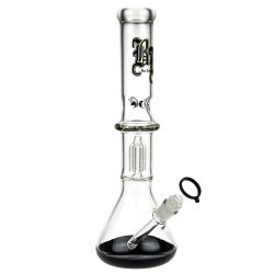 Black Leaf Beaker Base Ice Bong with 4-arm Tree Perc | Black - Side View 1