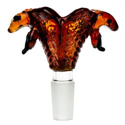 Glass Double Cobra Head Bowl | Amber | 14.5mm