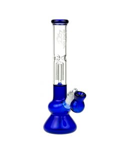 Black Leaf 4-arm Perc Bong with Ash Catcher | Blue - Side View 1
